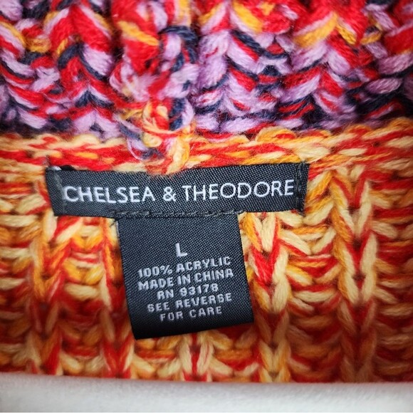 Chelsea & Theodore Multicolor Knit Cowl Neck Sweater Size L - Picture 3 of 16